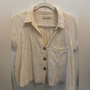 Free people We The Free Light Cream Textured Top